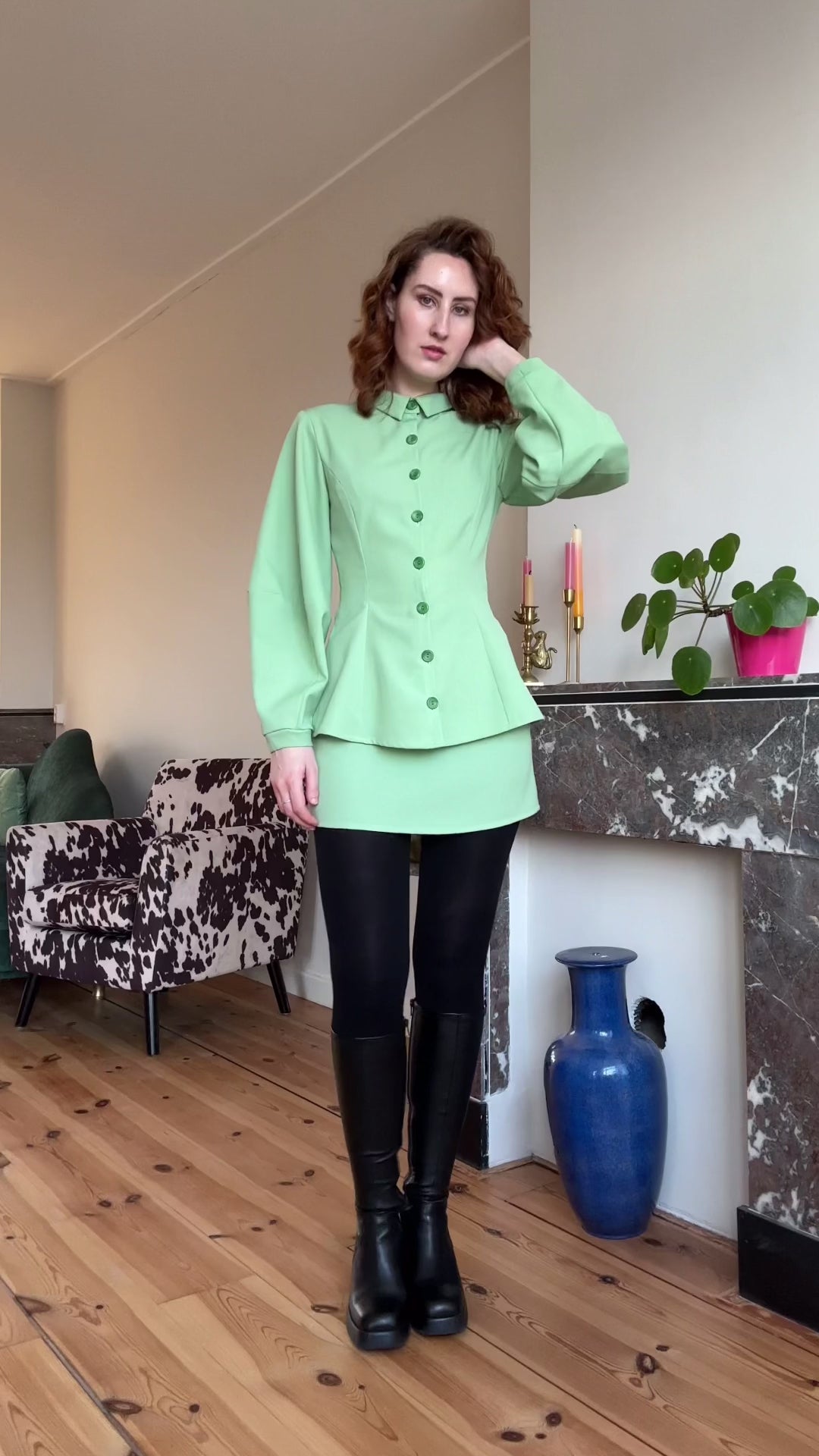 Gloria blouse light green wool