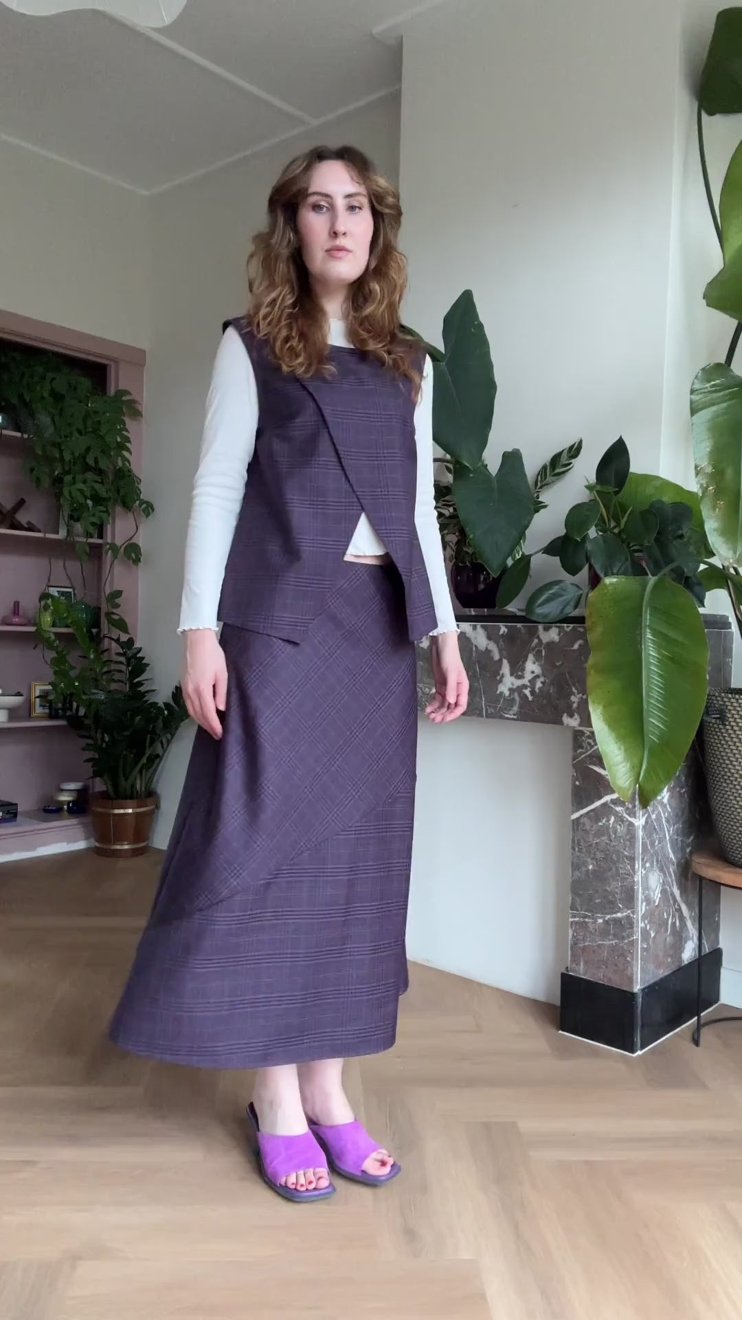 Cora spencer wool purple plaid