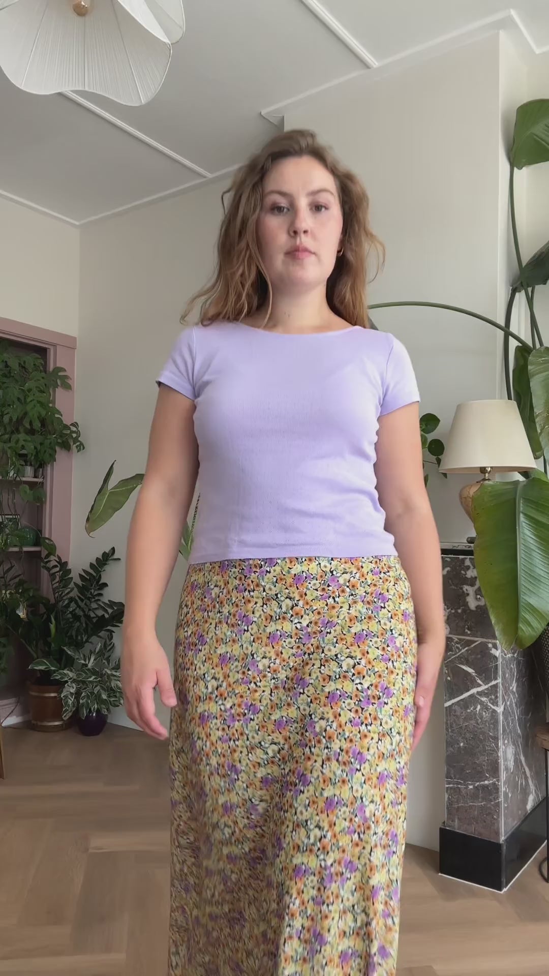 Bias skirt - Yellow and lilac floral - XXXL
