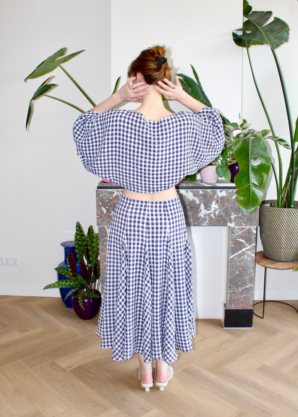 Reese blouse dark purple gingham - Luci's Lemons