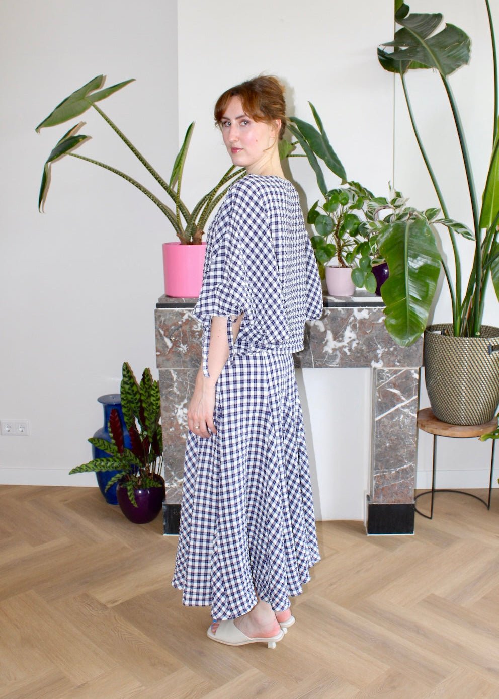 Reese blouse dark purple gingham - Luci's Lemons