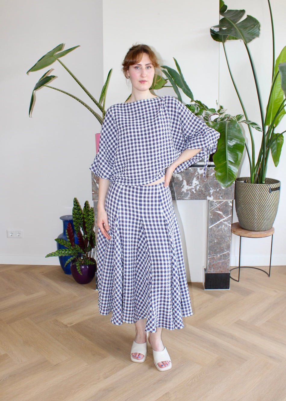 Reese blouse dark purple gingham - Luci's Lemons