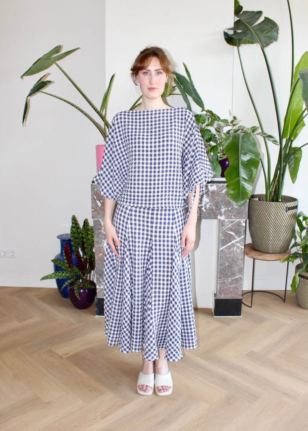 Reese blouse dark purple gingham - Luci's Lemons