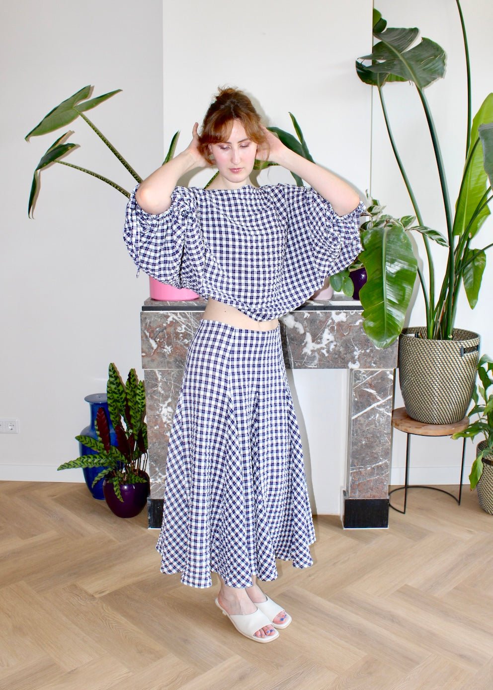 Reese blouse dark purple gingham - Luci's Lemons