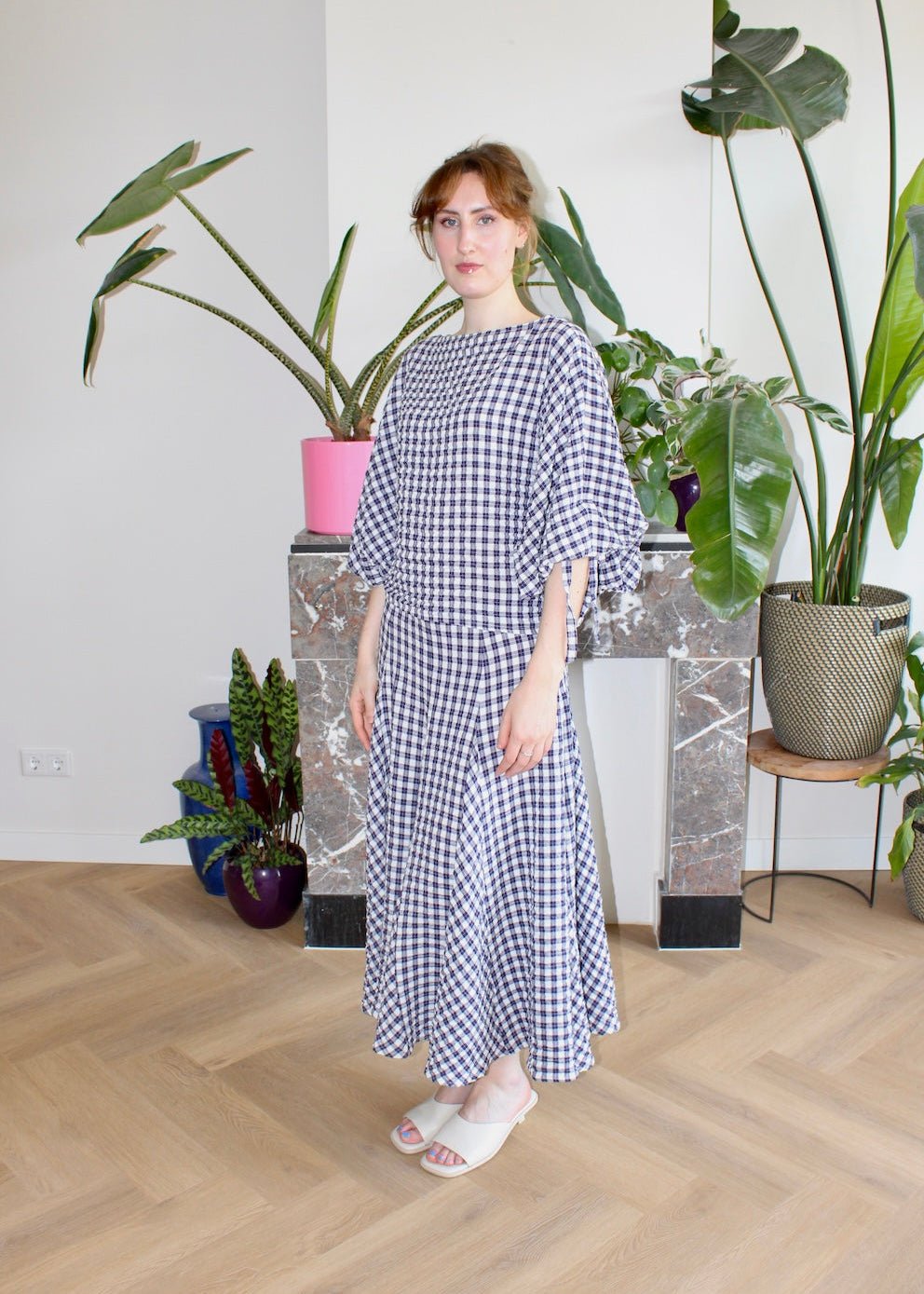 Reese blouse dark purple gingham - Luci's Lemons