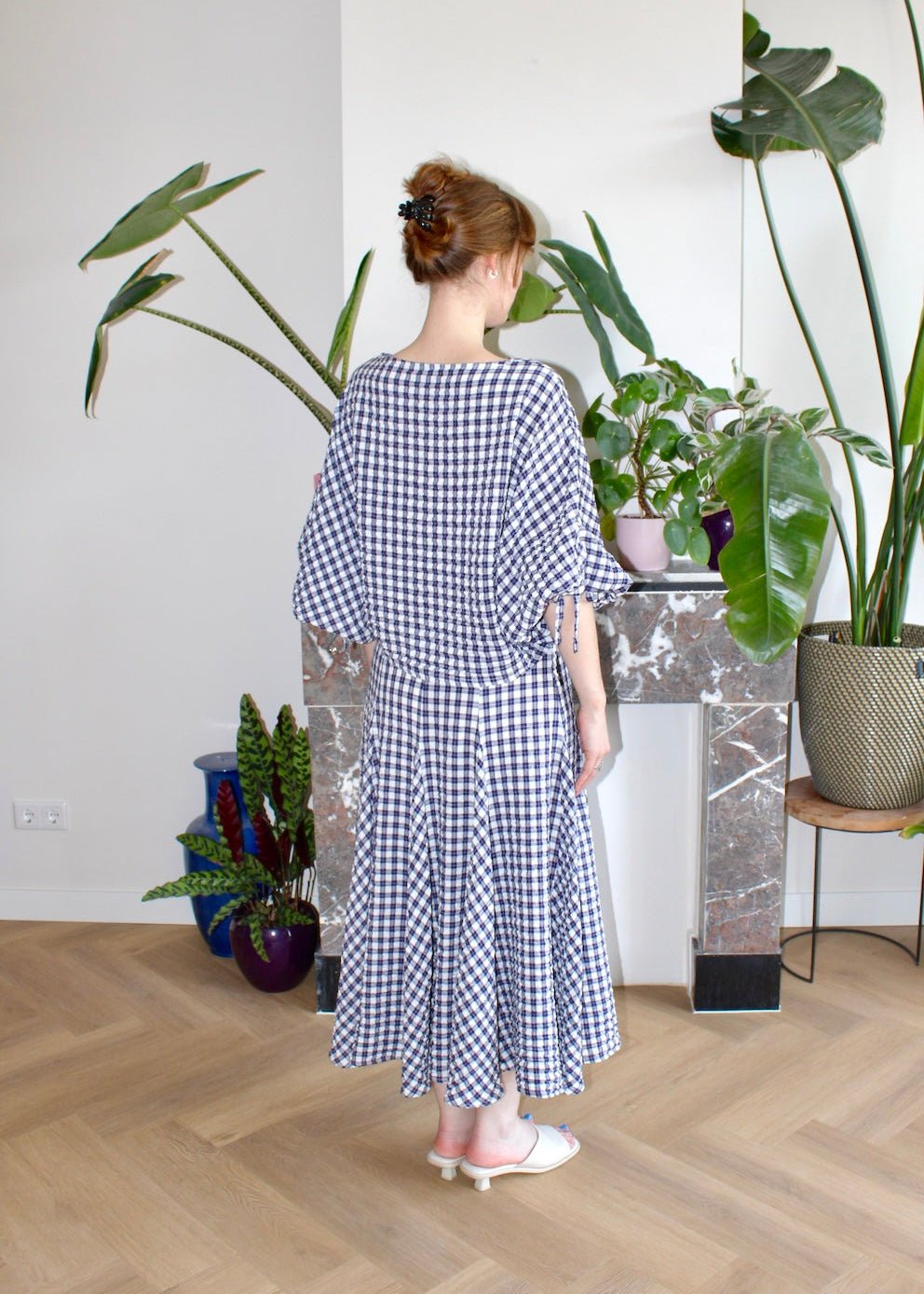 Reese blouse dark purple gingham - Luci's Lemons