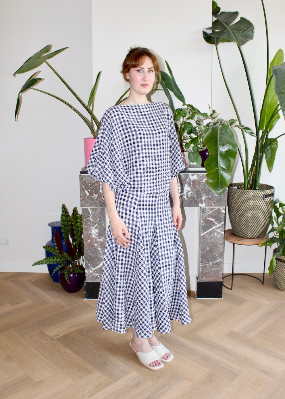 Reese blouse dark purple gingham - Luci's Lemons