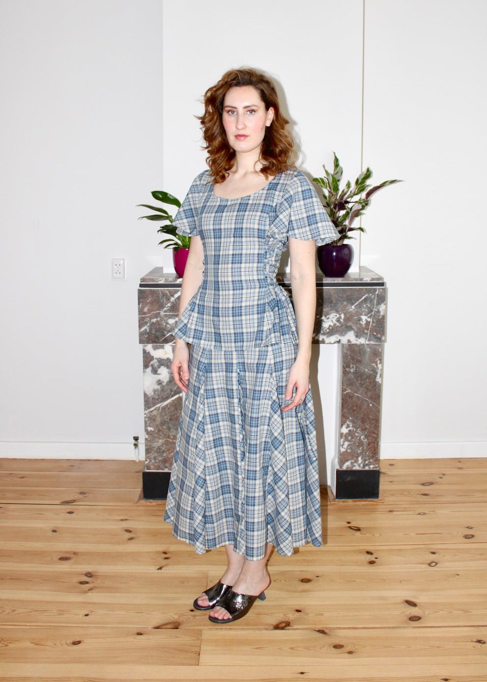 Rhiannon top blue plaid - Luci's Lemons