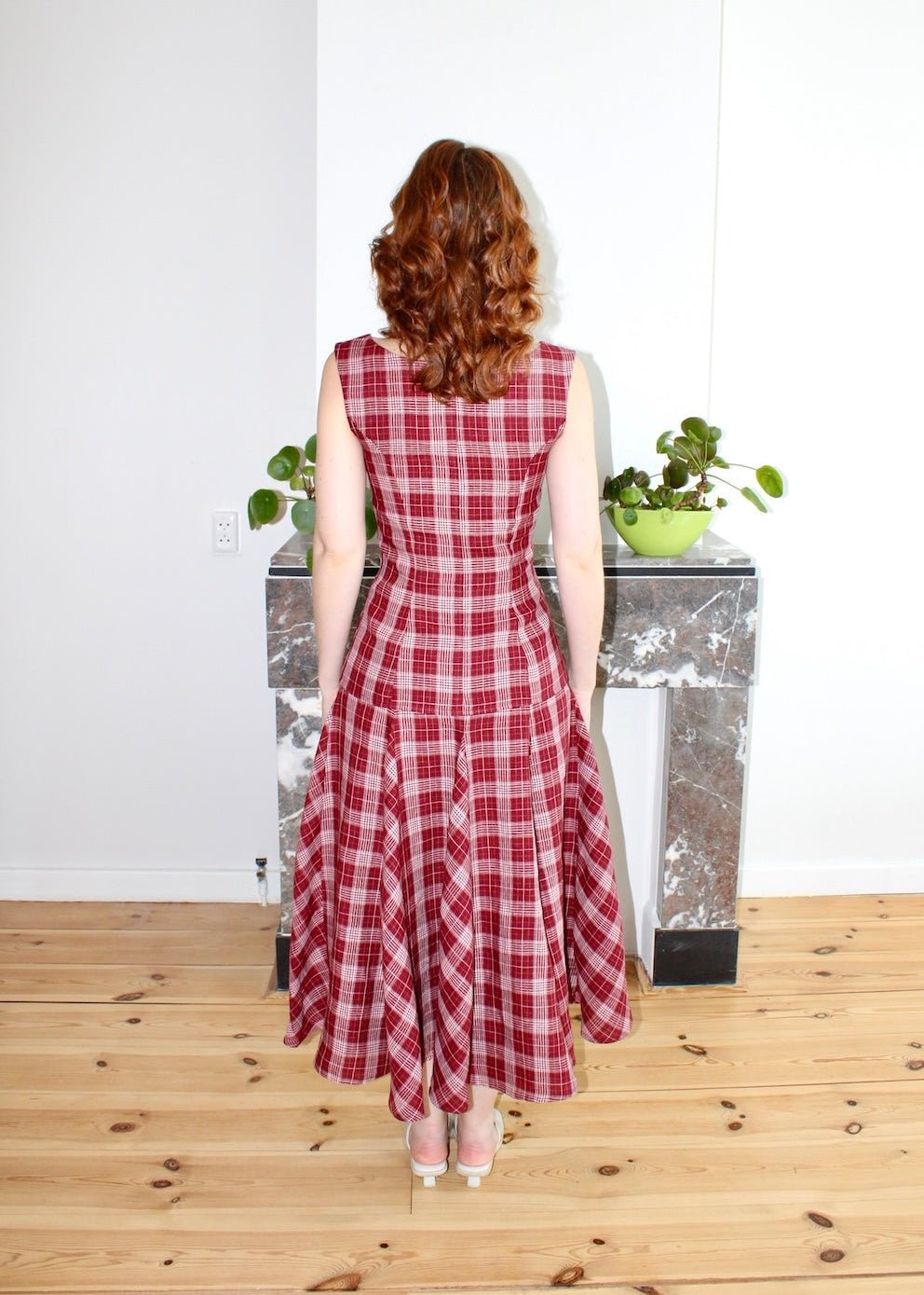 Rhiannon top burgundy plaid linen - Luci's Lemons