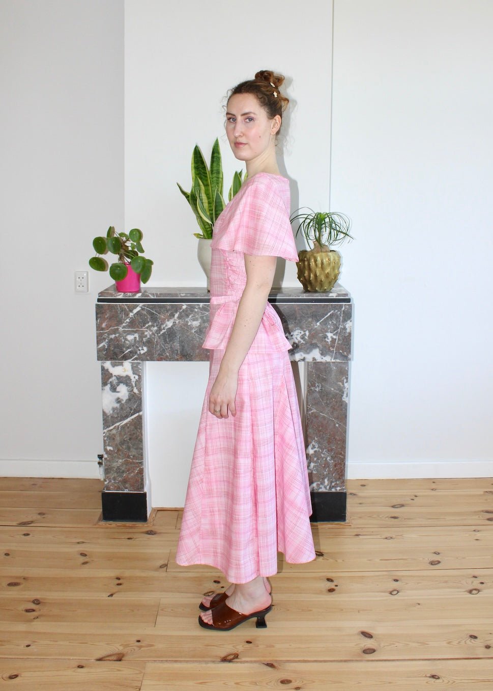 Rhiannon top light pink plaid - Luci's Lemons