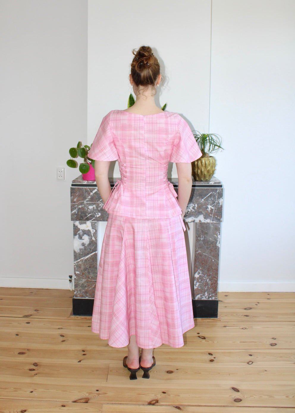 Rhiannon top light pink plaid - Luci's Lemons