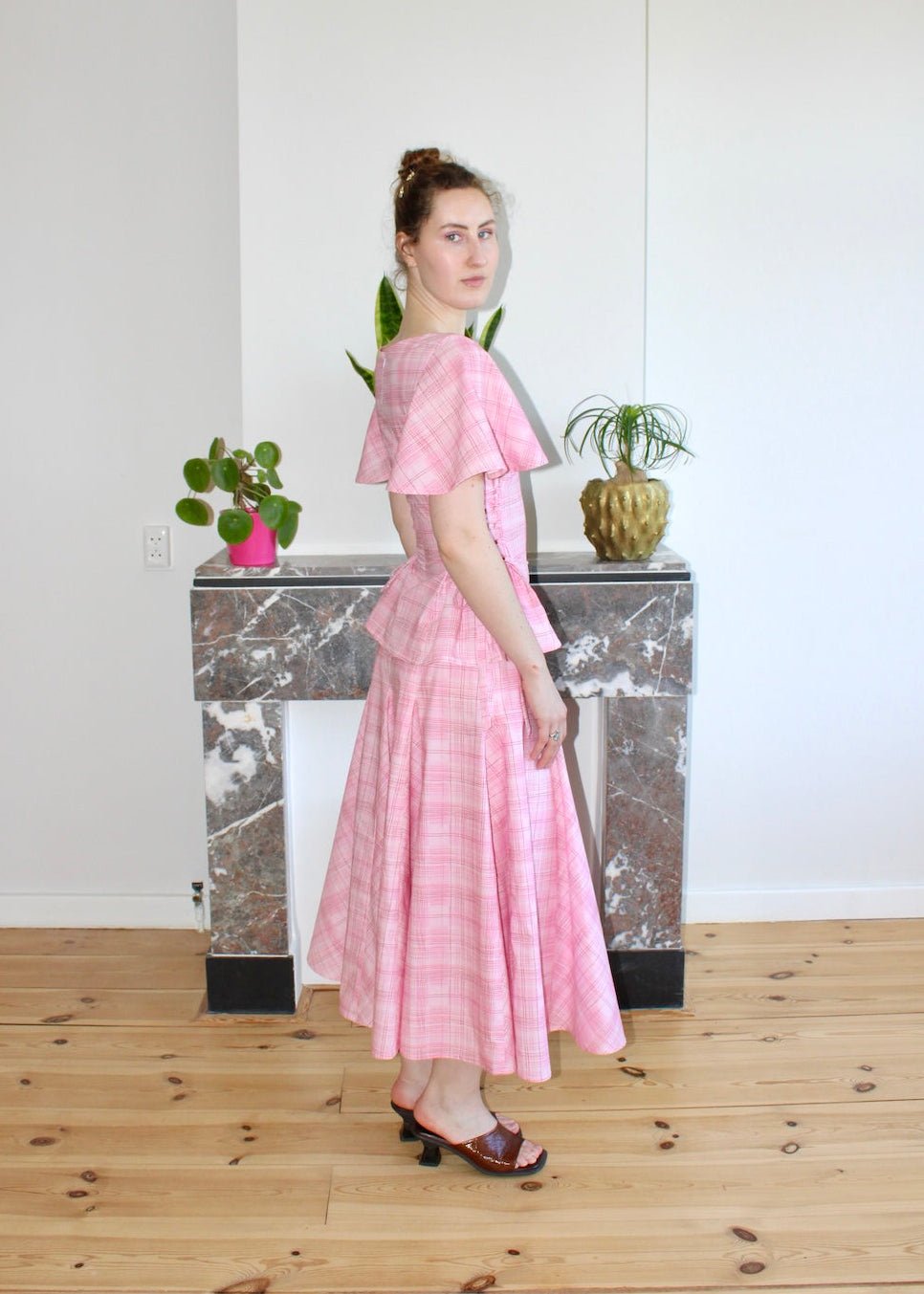 Rhiannon top light pink plaid - Luci's Lemons
