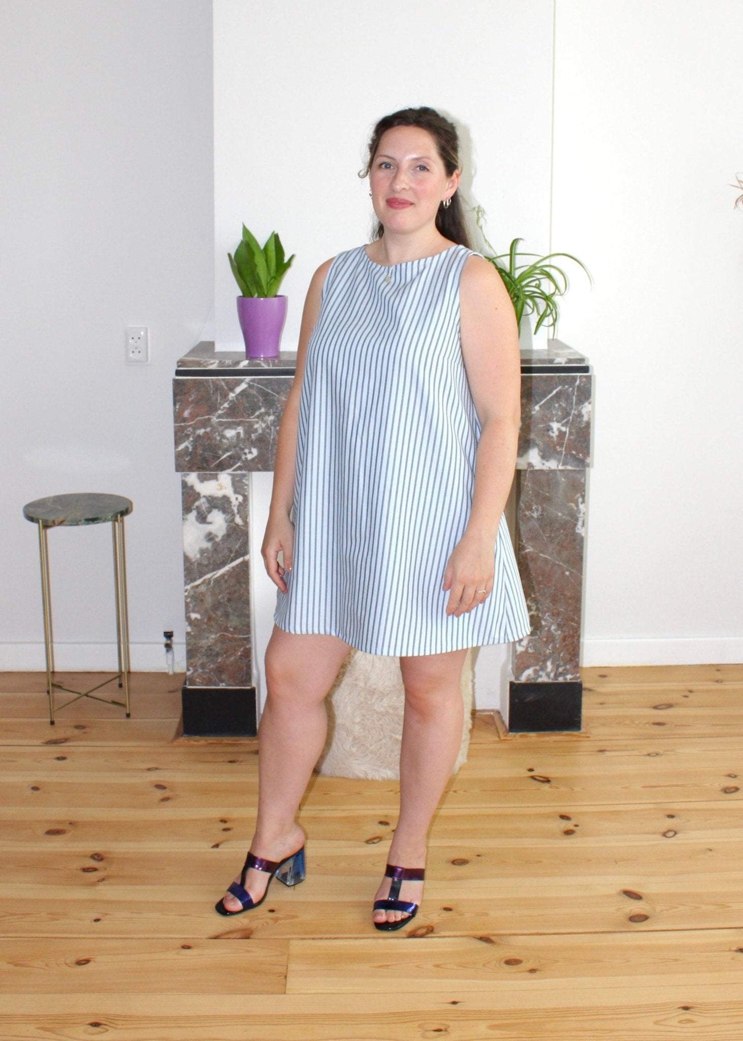 Stacy mini dress baby blue stripe - Luci's Lemons