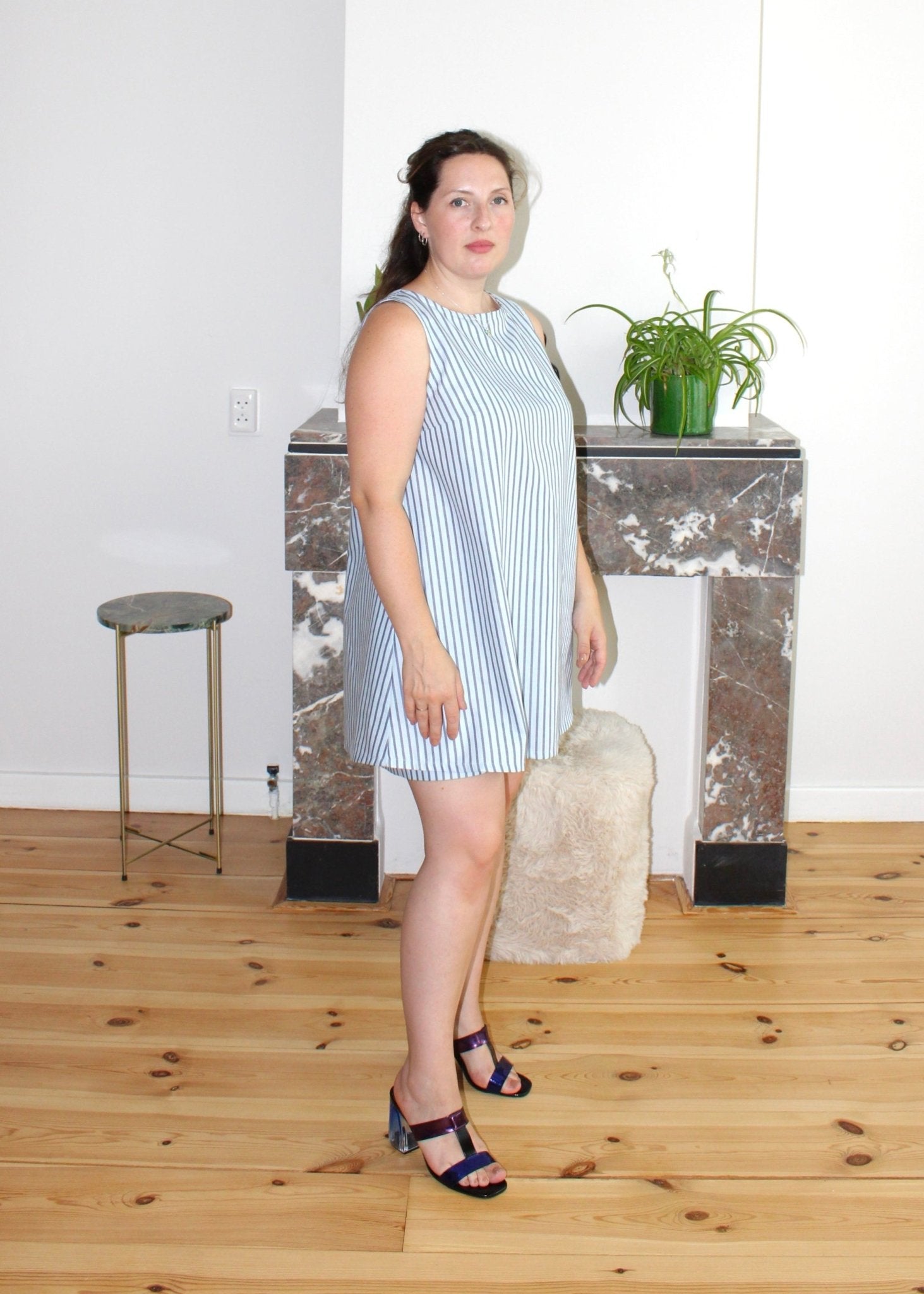 Stacy mini dress baby blue stripe - Luci's Lemons