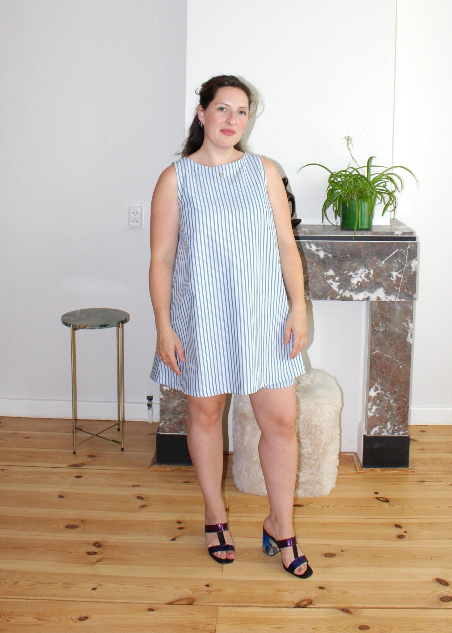 Stacy mini dress baby blue stripe - Luci's Lemons
