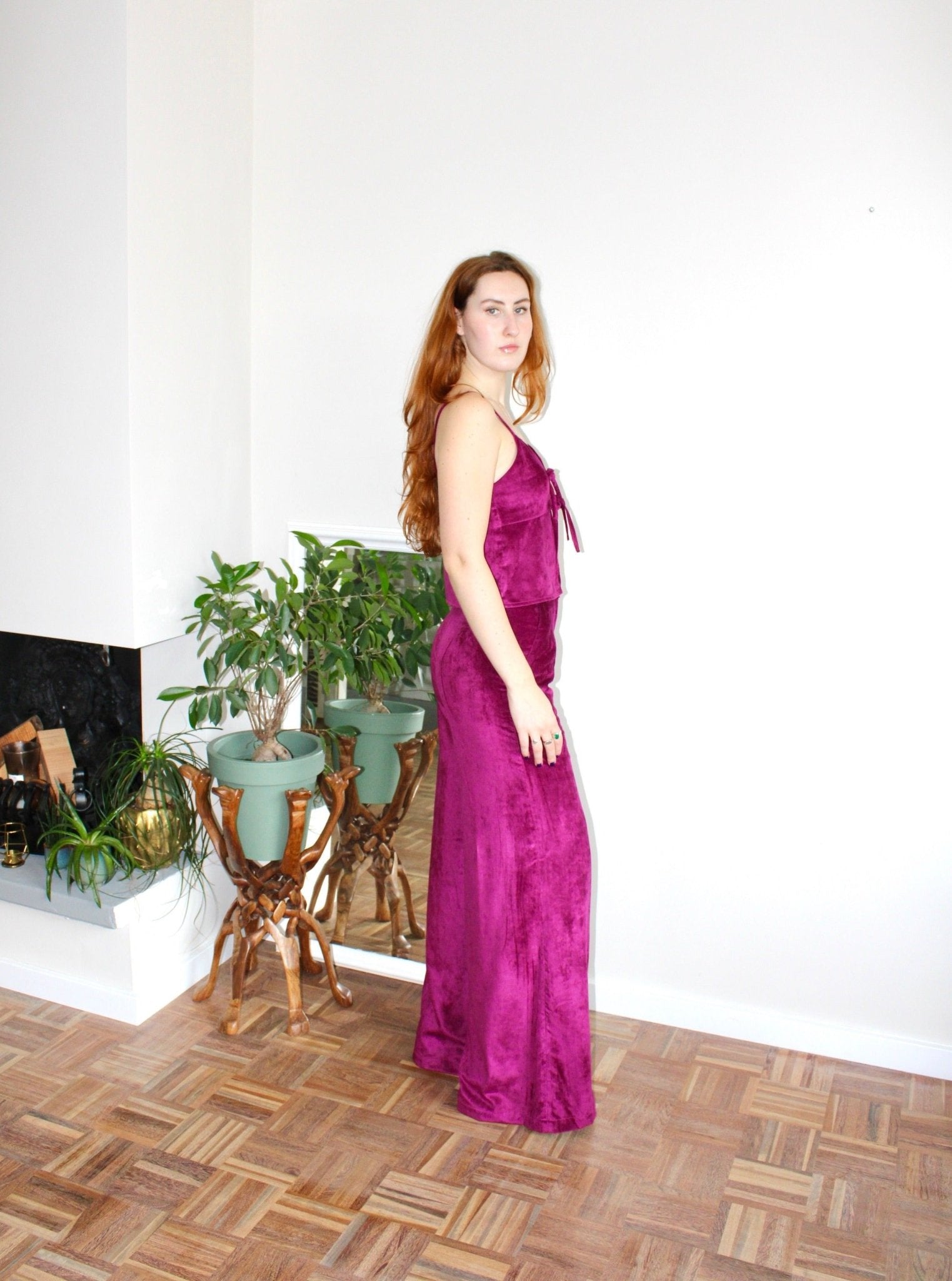 Violetta top magenta corduroy - Luci's Lemons