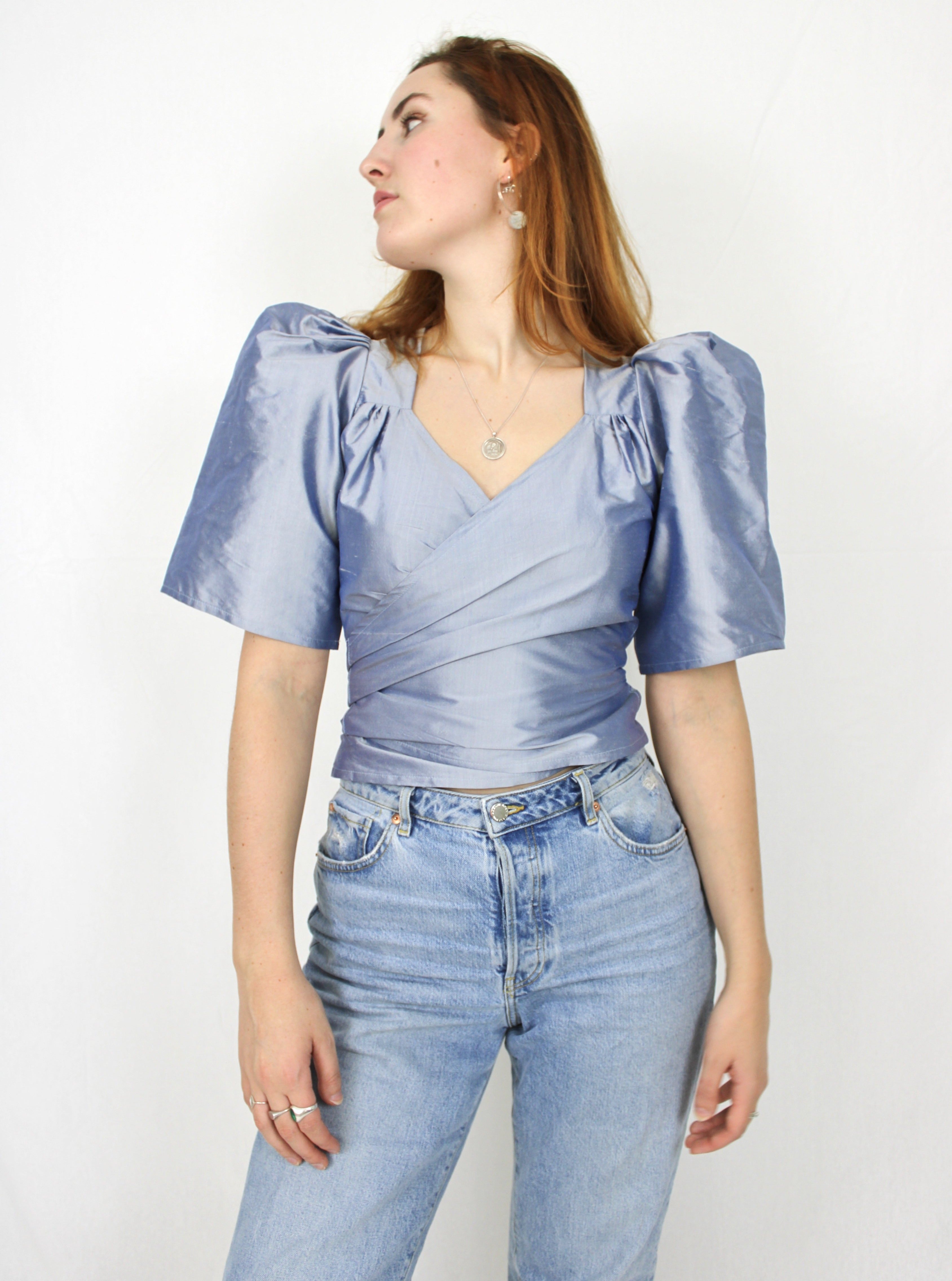 Sample - Florence blouse blue silk