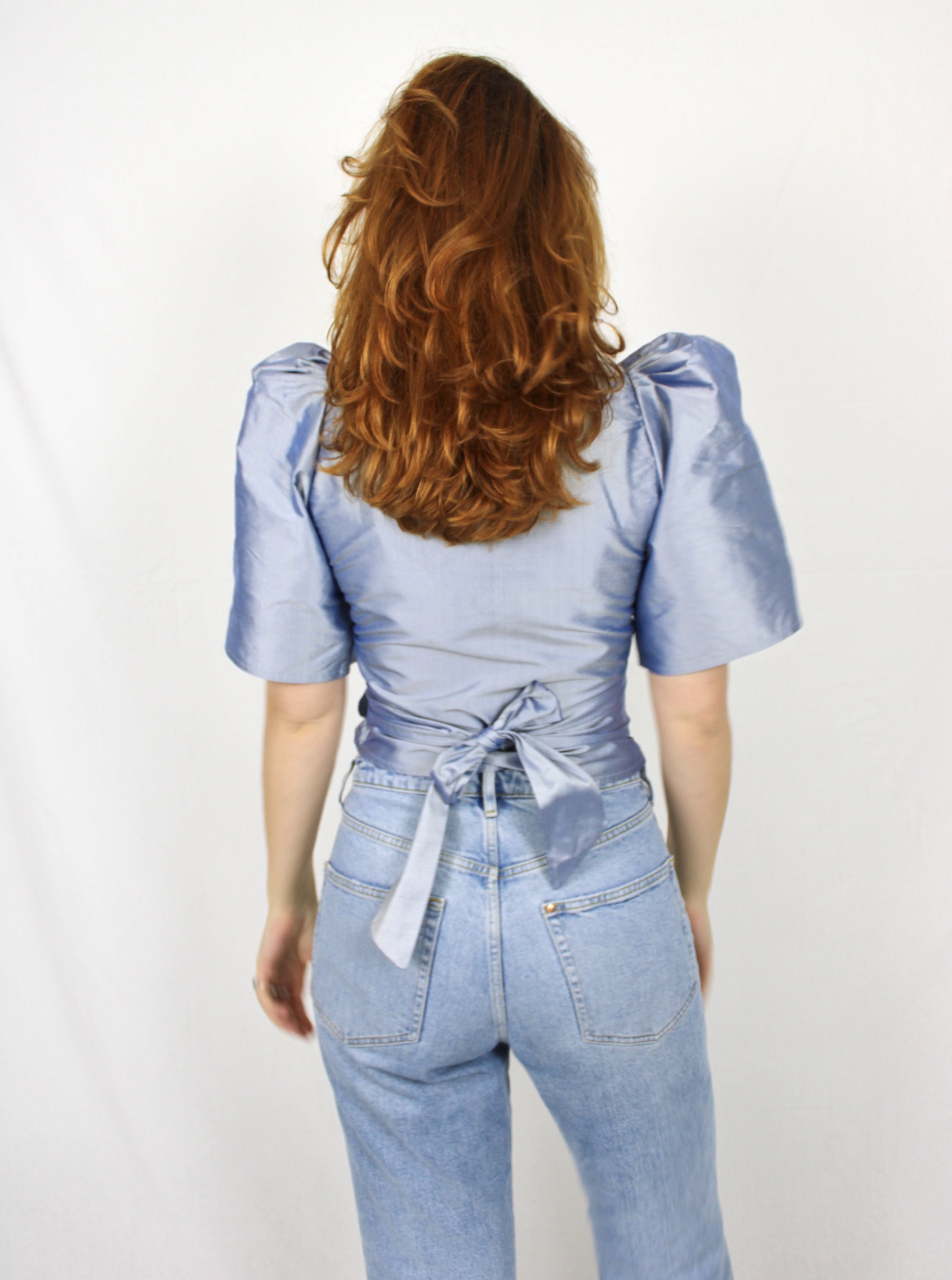 Sample - Florence blouse blue silk