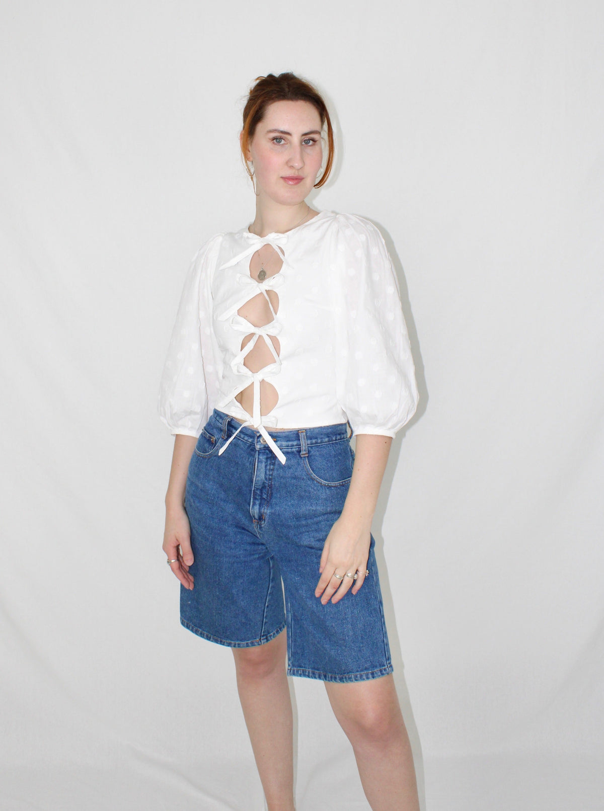Sample - Lexi blouse white polka dot