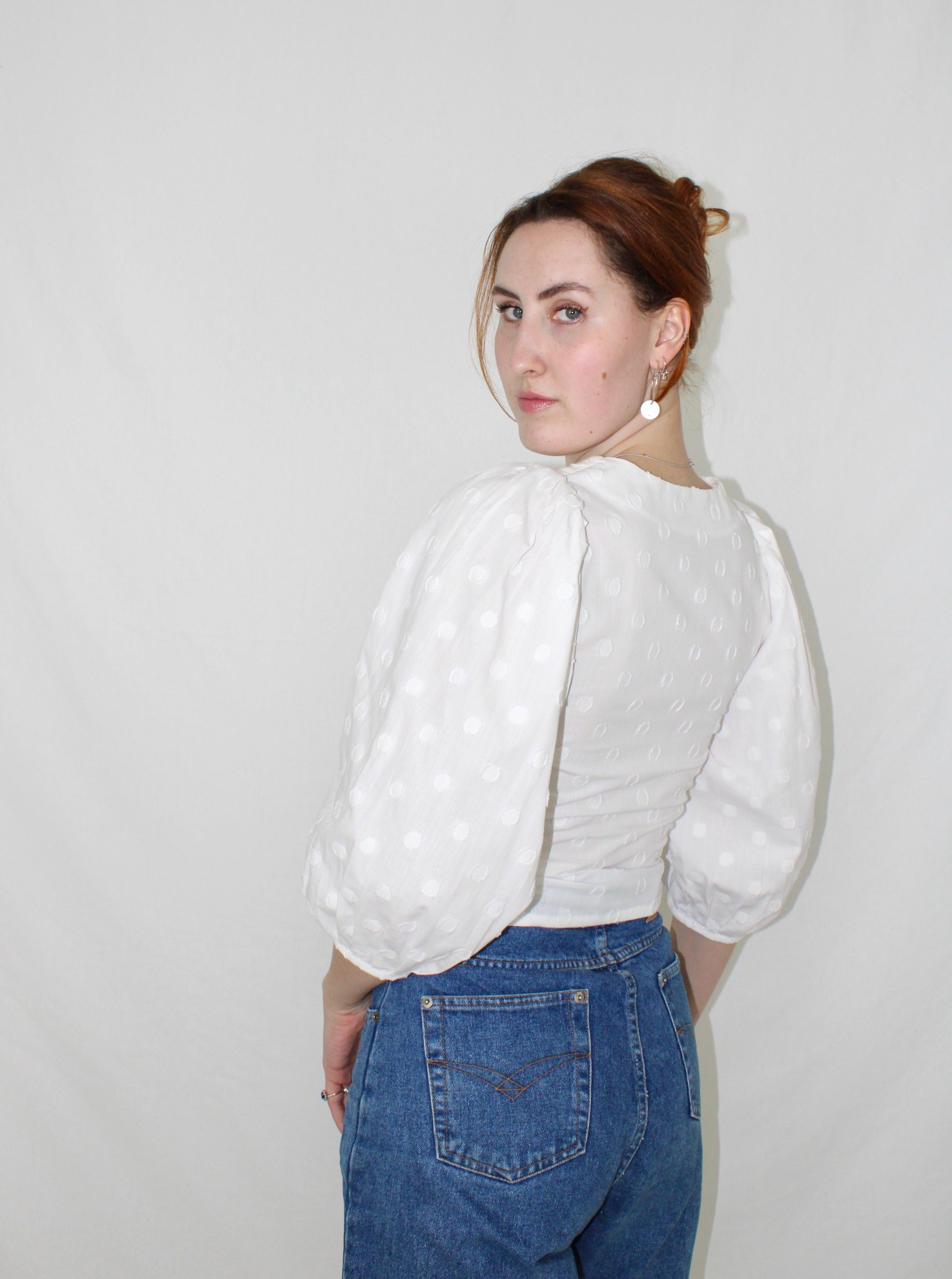 Sample - Lexi blouse white polka dot