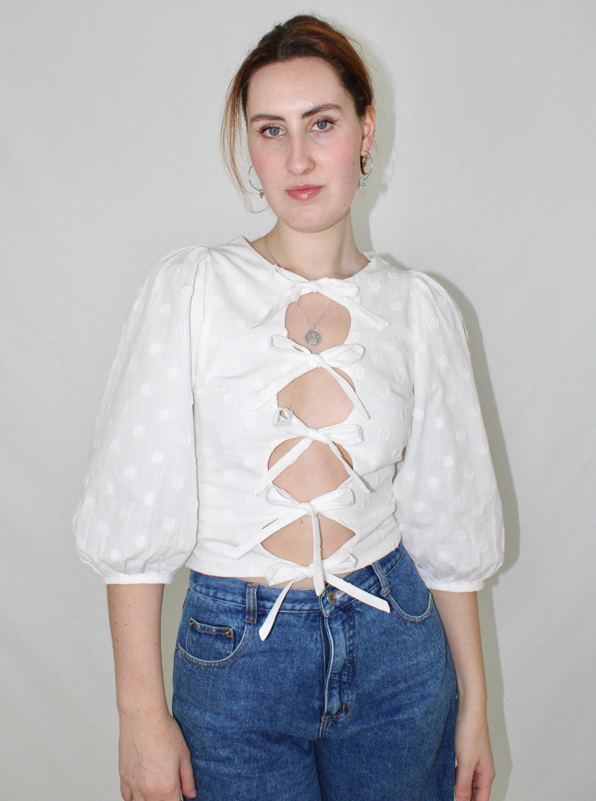 Sample - Lexi blouse white polka dot