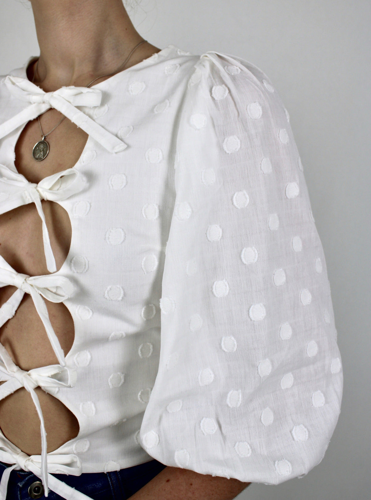 Sample - Lexi blouse white polka dot
