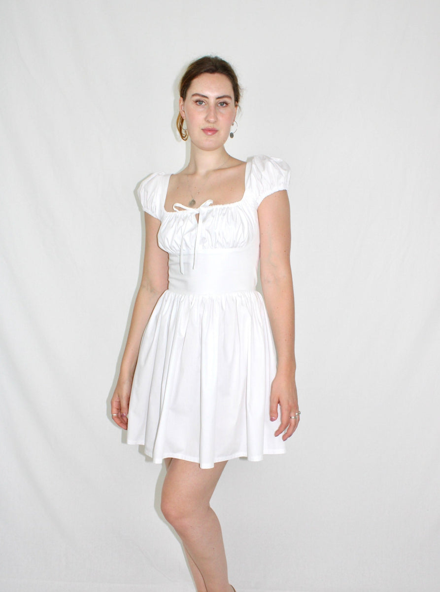 Matilda mini dress white cotton – Luci's Lemons