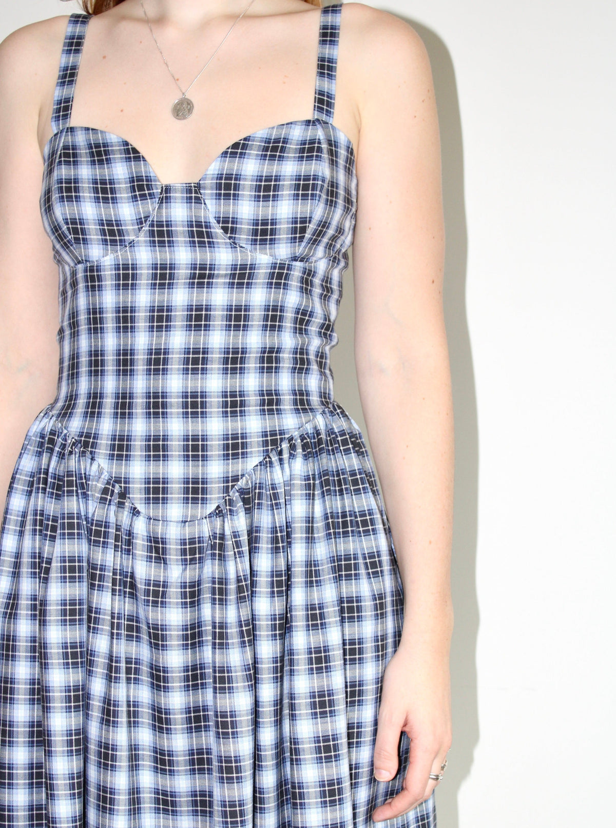 Sample - Nola dress blue plaid cotton