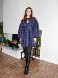 Rory mini dress purple plaid cotton