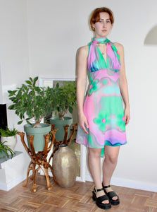 Cyra dress mini pink and green floral