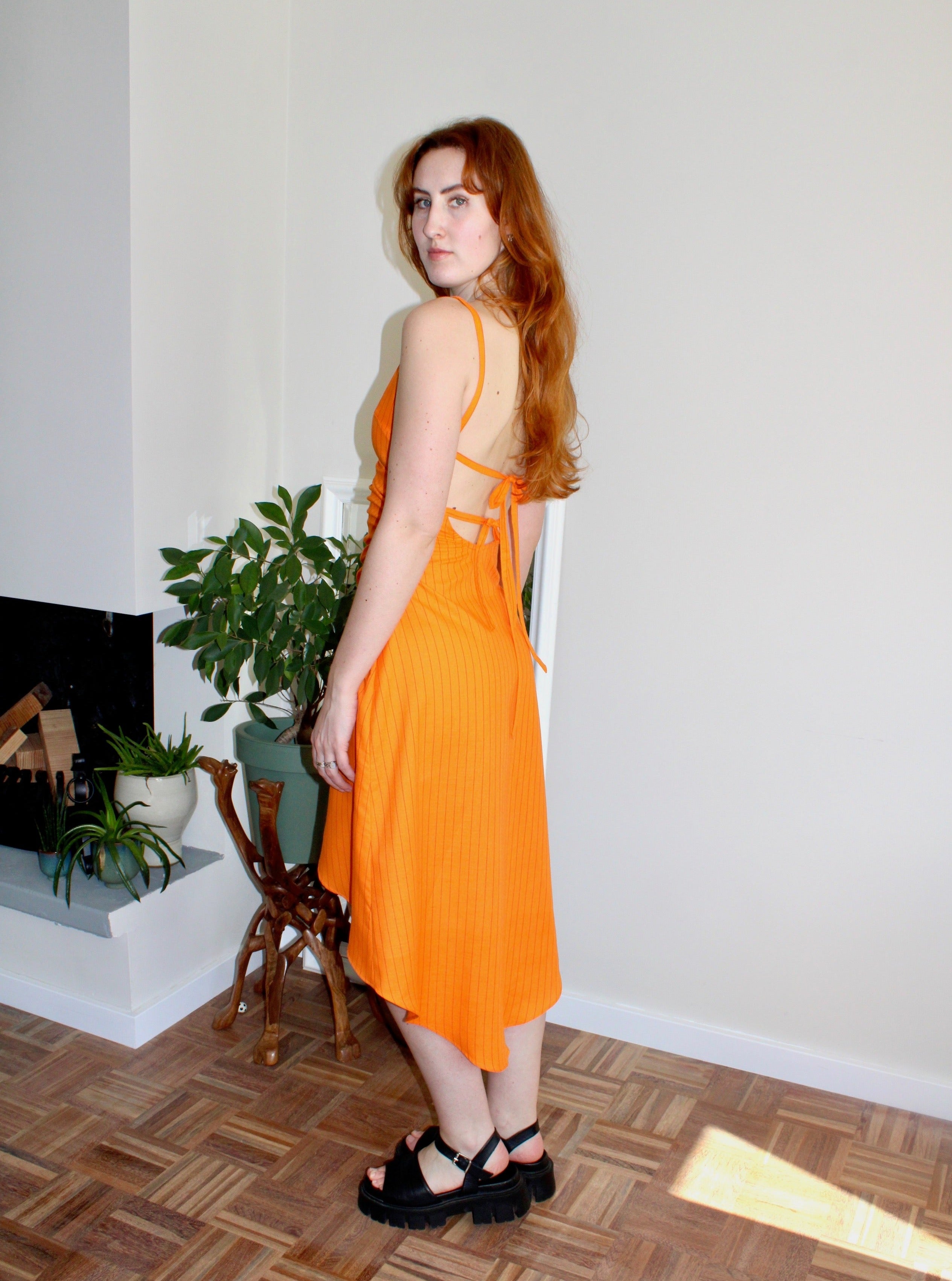 Sample - Odessa dress orange stripe