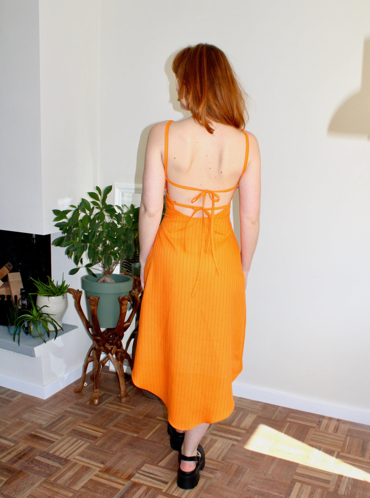 Sample - Odessa dress orange stripe