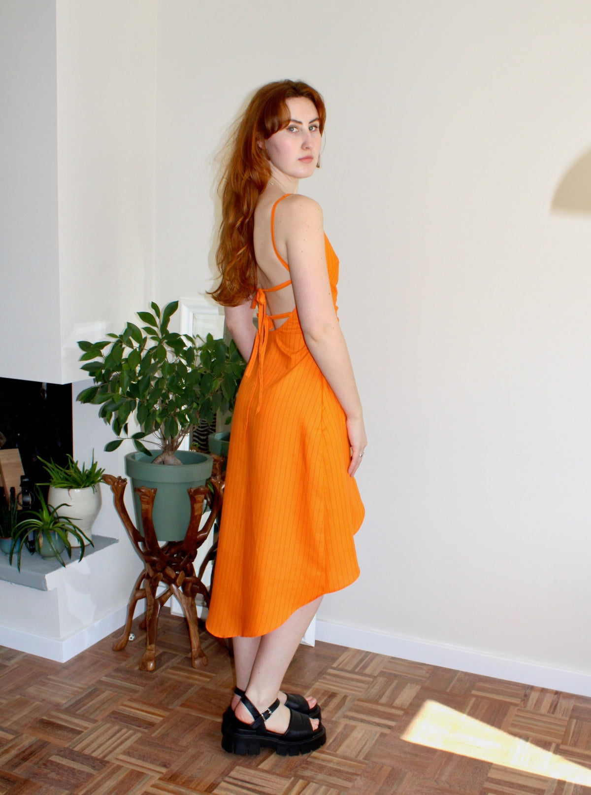 Sample - Odessa dress orange stripe