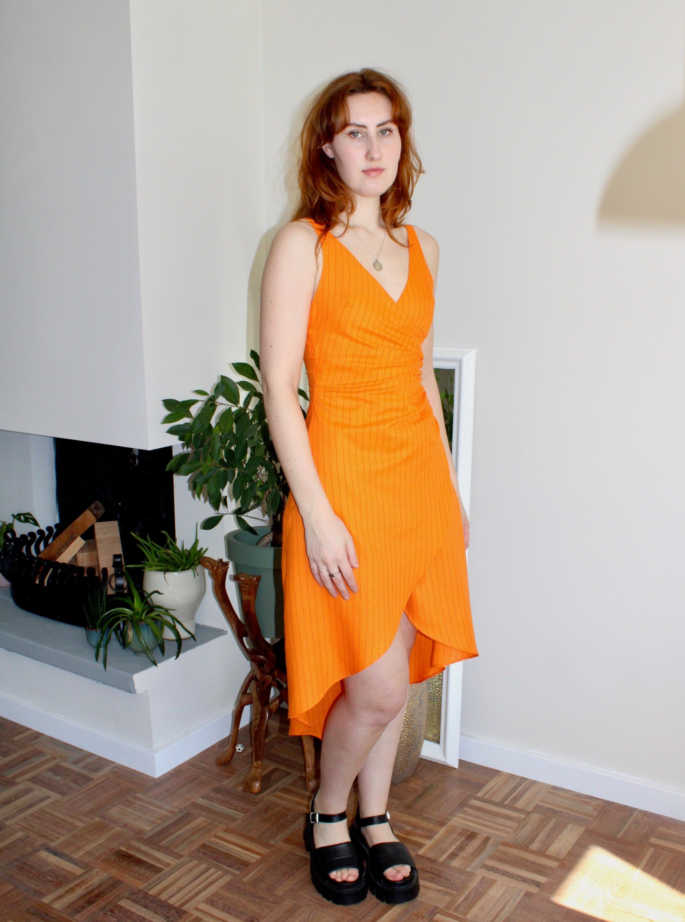 Sample - Odessa dress orange stripe