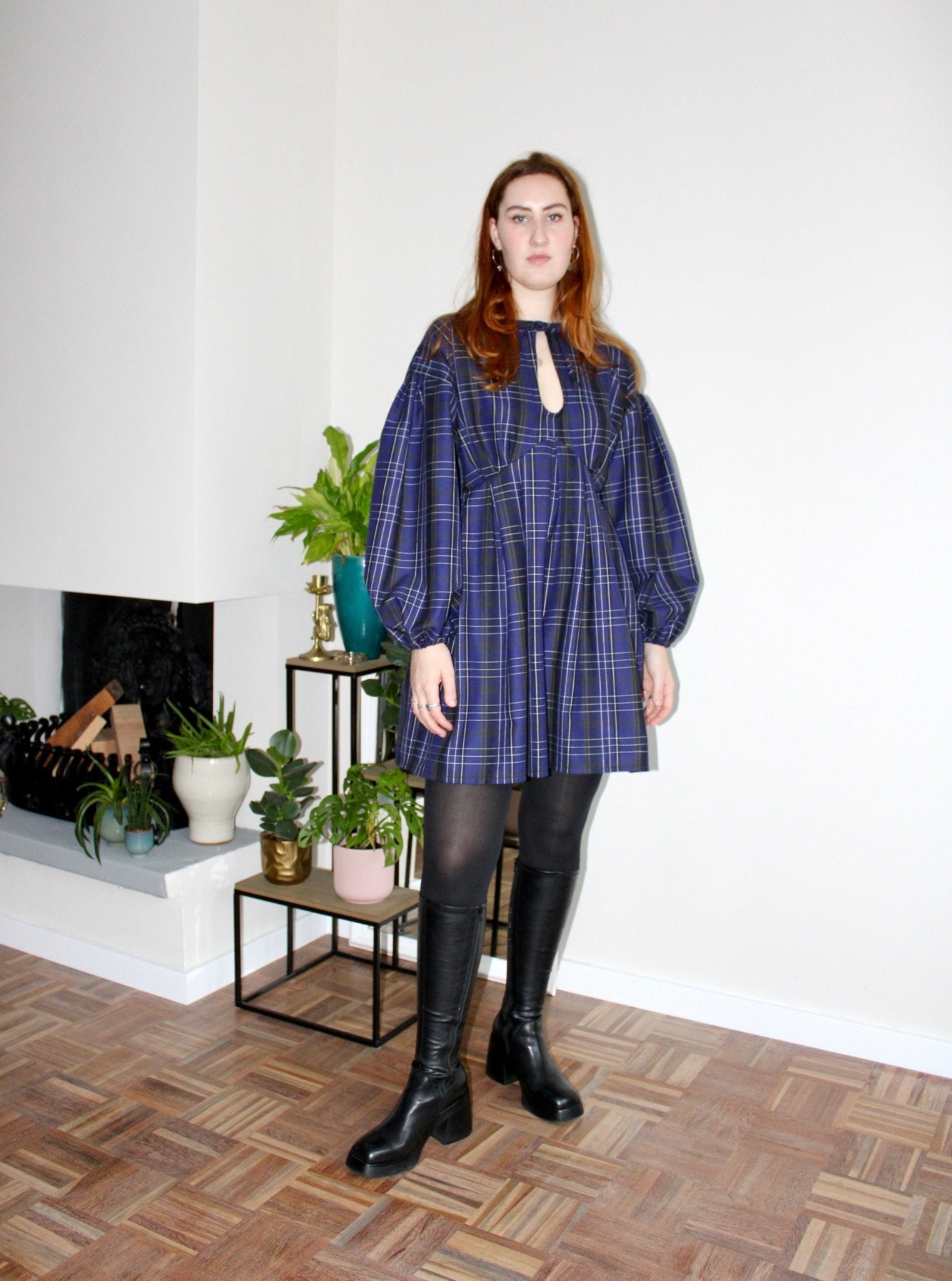 Rory mini dress purple plaid cotton - Luci's Lemons