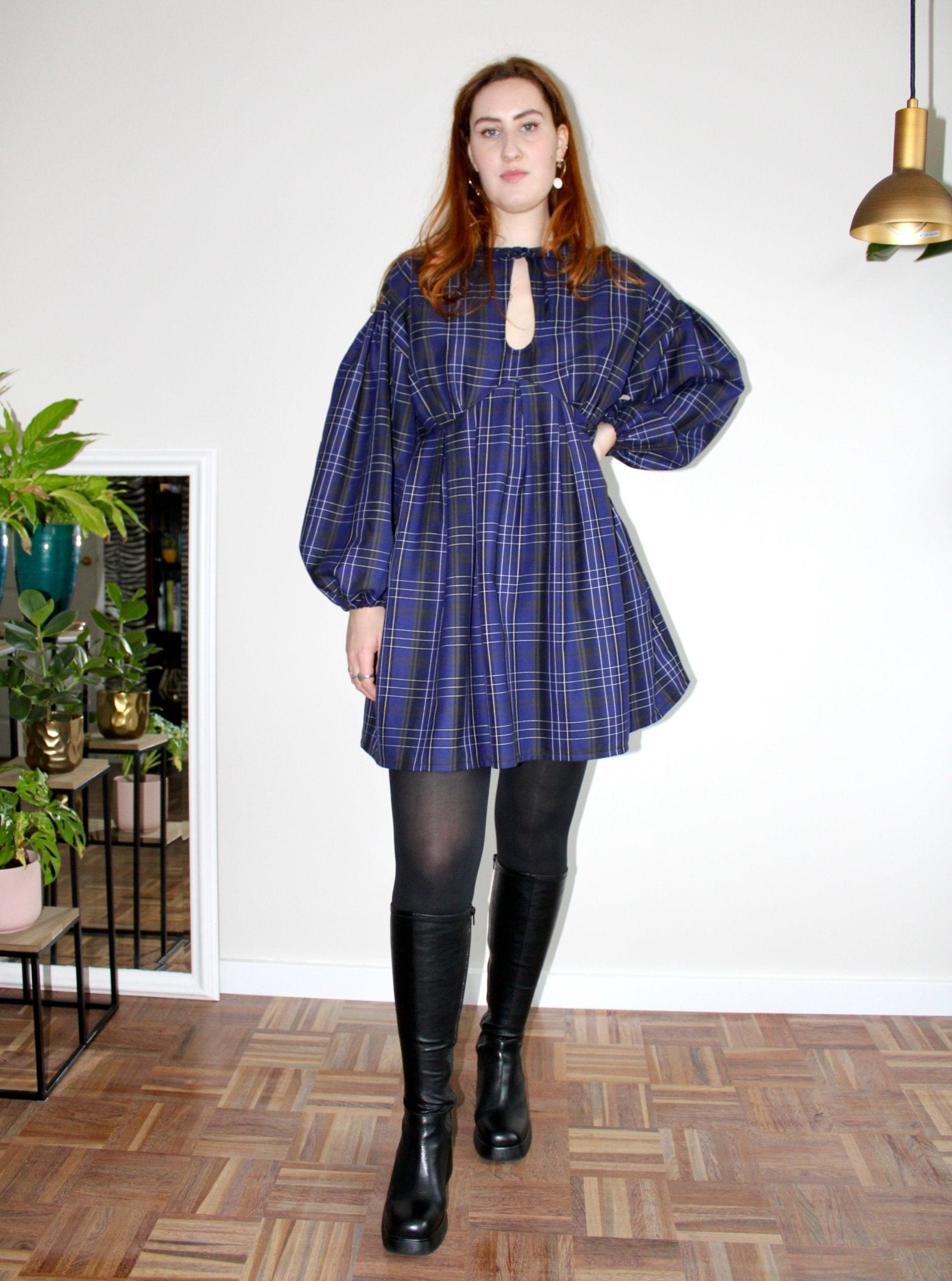 Rory mini dress purple plaid cotton - Luci's Lemons