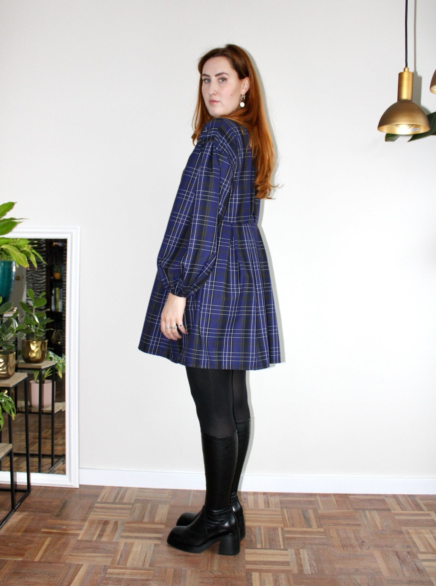 Rory mini dress purple plaid cotton - Luci's Lemons