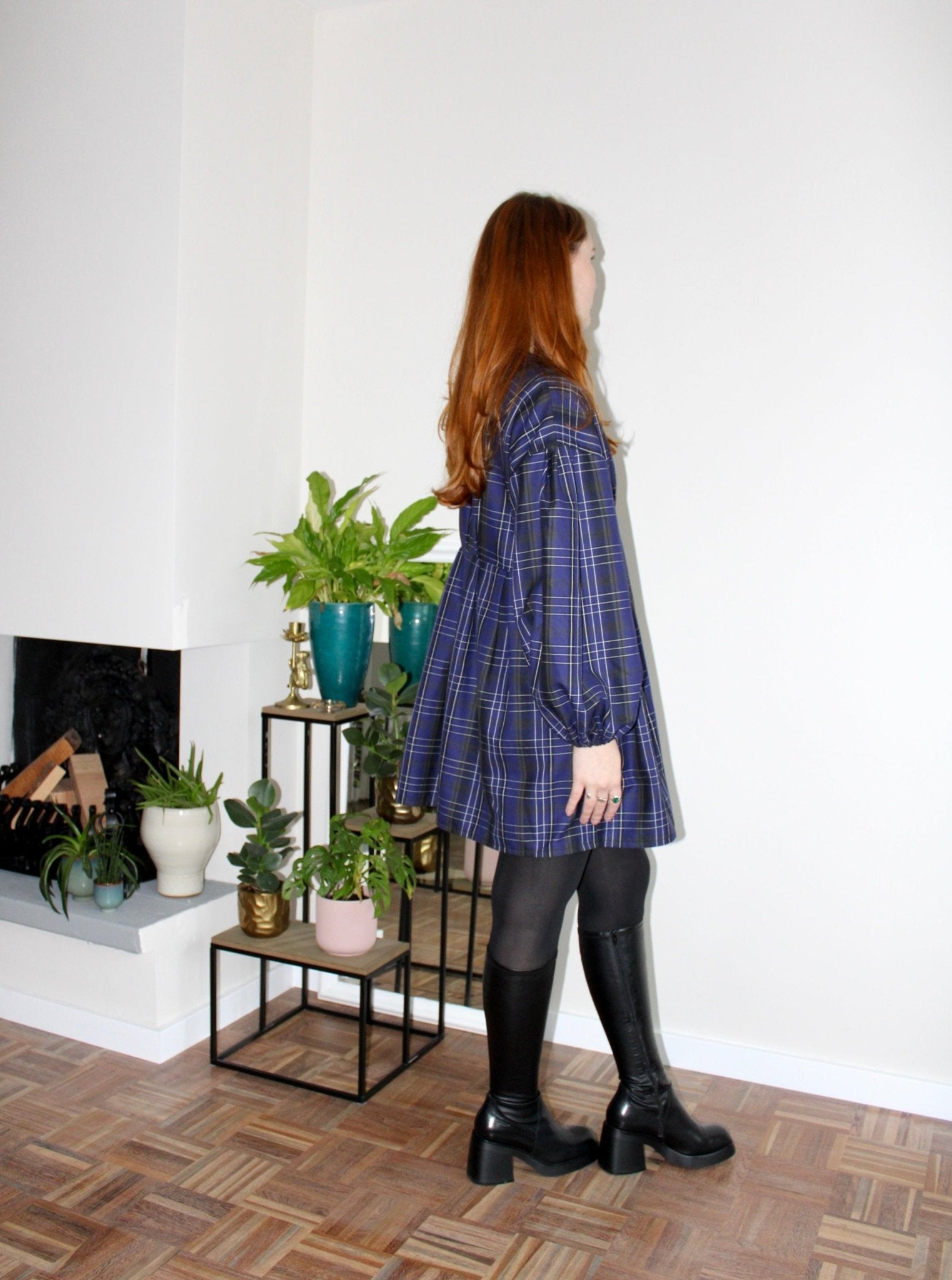 Rory mini dress purple plaid cotton - Luci's Lemons