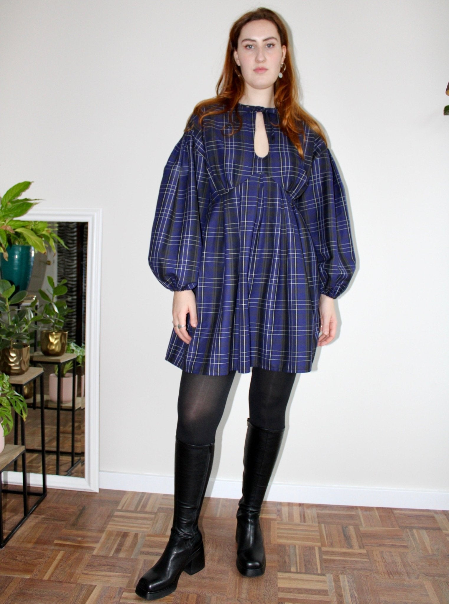 Rory mini dress purple plaid cotton - Luci's Lemons